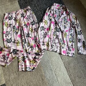 Victoria's Secret Satin Womens Pajama Set - Pink and Yellow Floral- NWOT Small